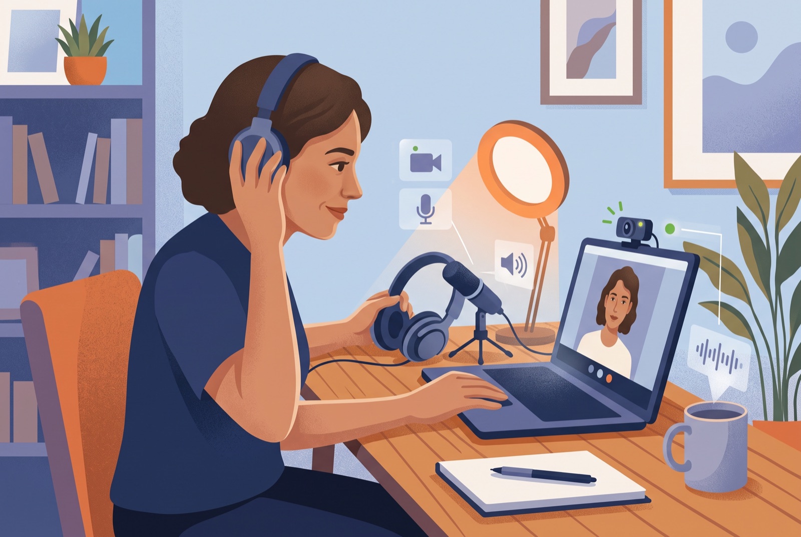 Adult preparing to begin a live browser video chat